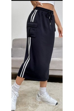 Юбка ниже колена с лампасами с