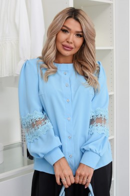 Блузка без воротника с кружево
