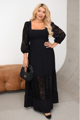 Длинное платье со вставками круж