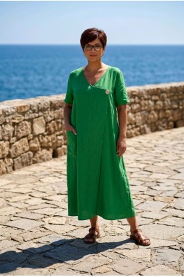 Платье свободное ниже колена лен