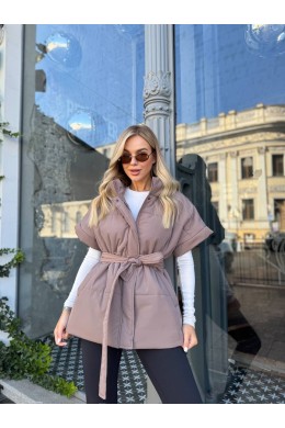 Жилетка на змейке с капюшоном и поясо